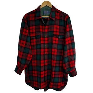 Vintage Pendleton Wool Shirt Size 17  Long Sleeve Button Up Plaid Board FLAW